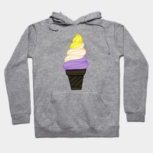 LGBTQIA+ Nonbinary Pride Flag Soft Serve Ice Cream Cone Hoodie